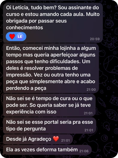 Print de conversa com aluna 10